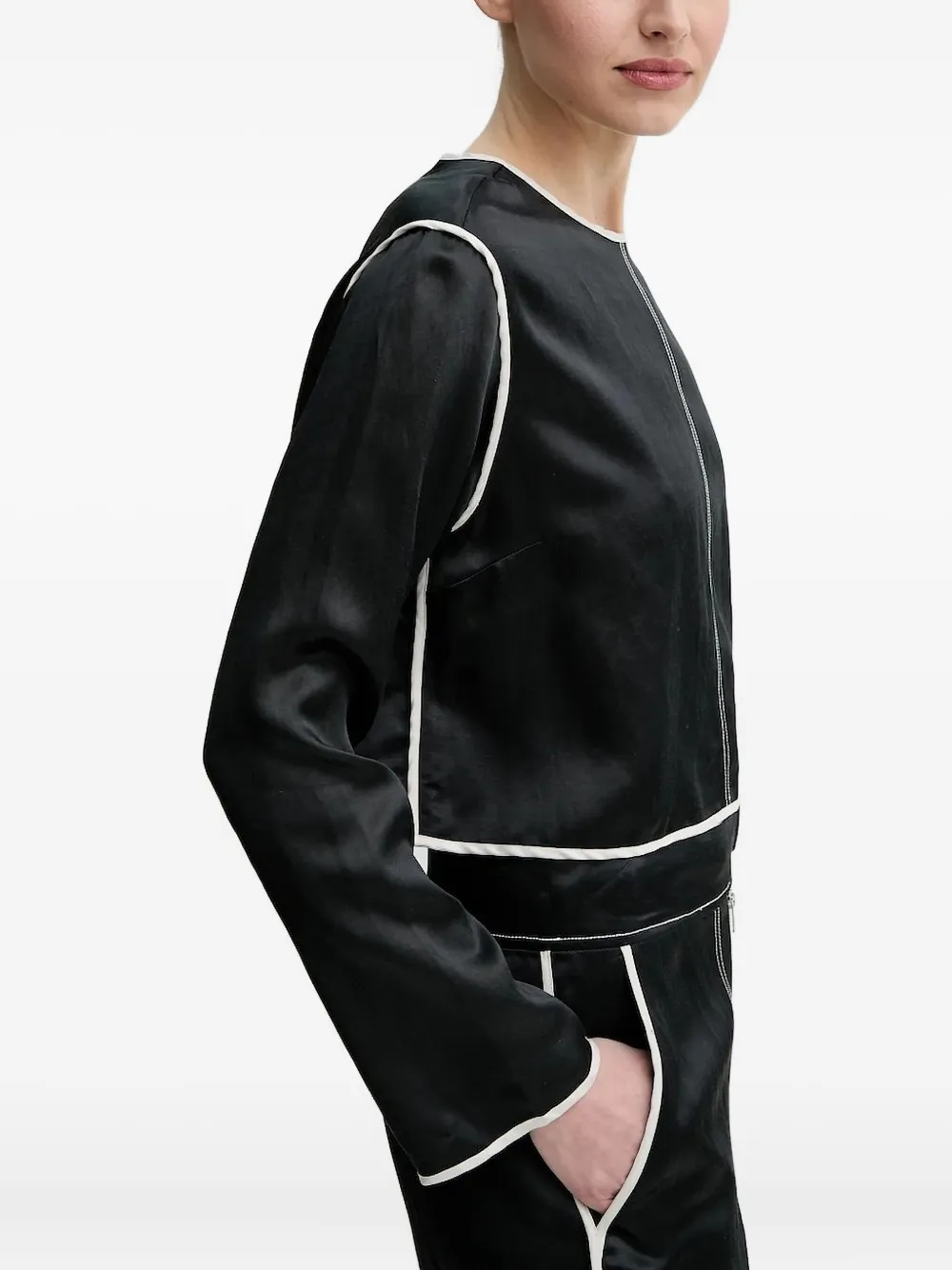 Day Birger Et Mikkelsen Piping-detail Zip-fastening Blouse In Black