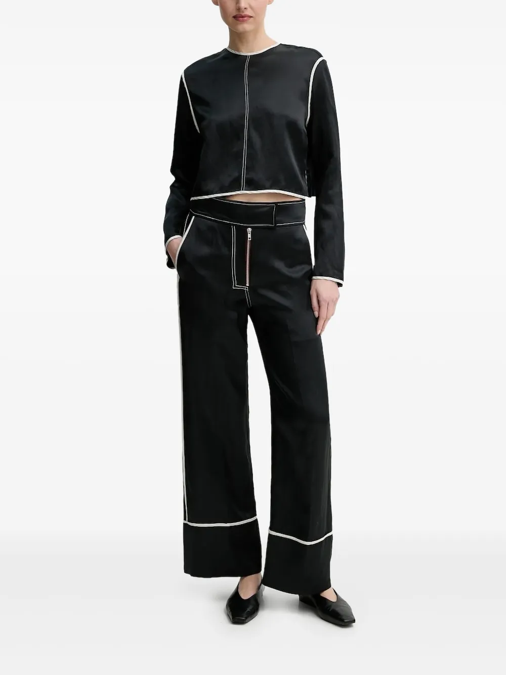 Day Birger Et Mikkelsen piping-detail zip-fastening blouse | Black | Image 1
