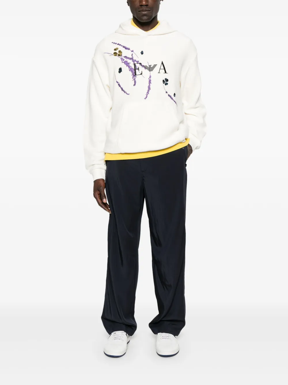 Emporio Armani Hoodie met geborduurd logo Wit