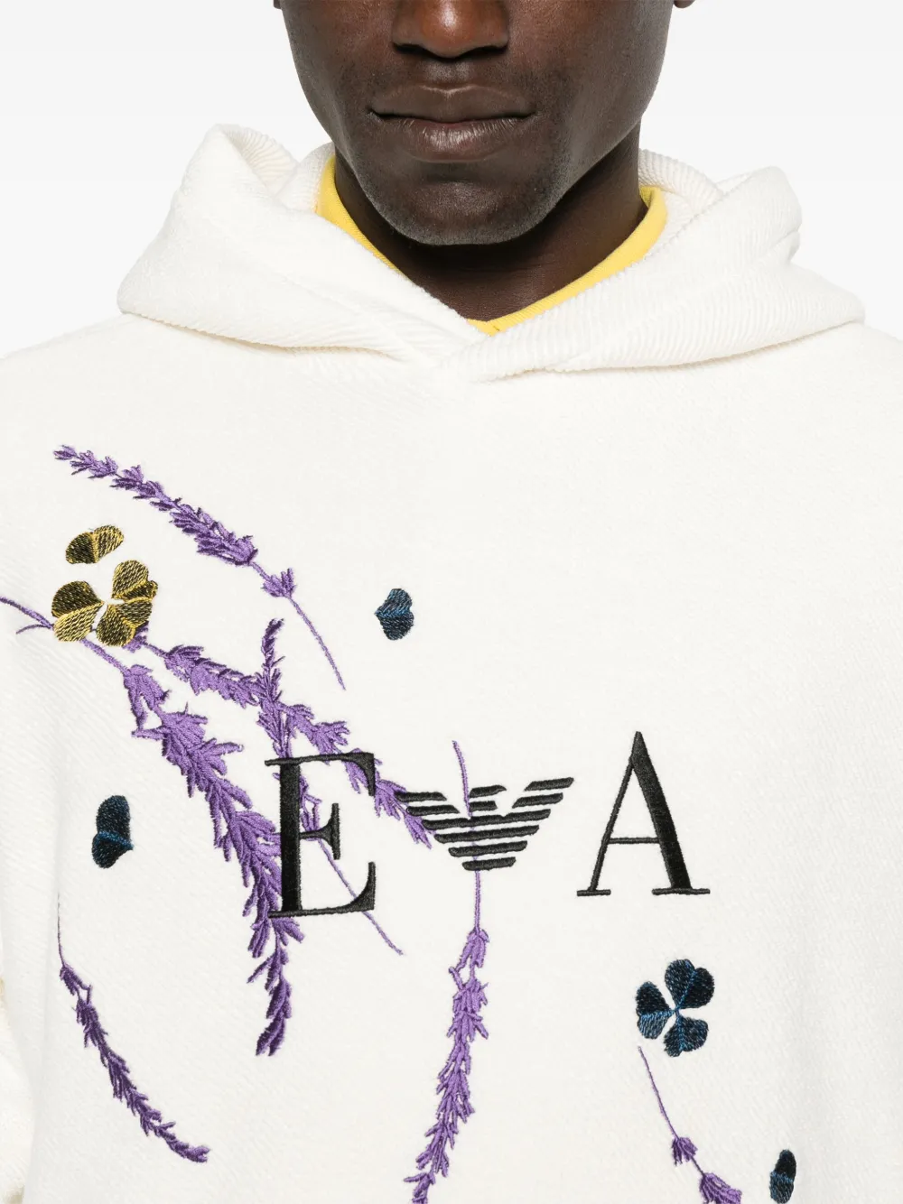 Emporio Armani Hoodie met geborduurd logo Wit