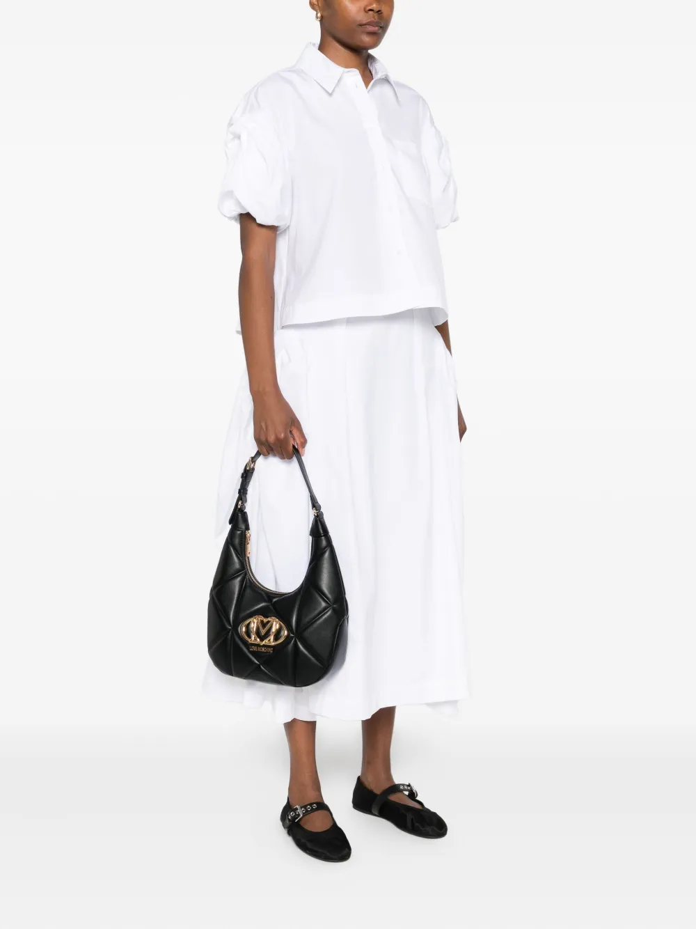 Love Moschino Schoudertas met logoplakkaat Zwart