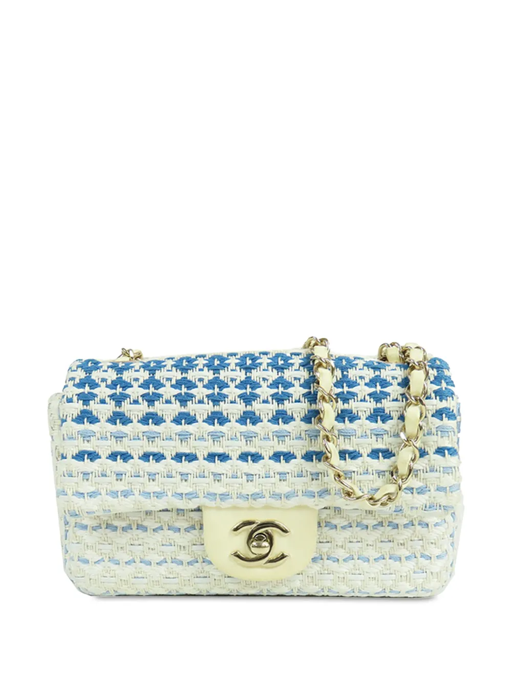 CHANEL Pre-Owned bolsa de hombro Single Flap rectangular mini de algodón 2019 | blanco | Image 1