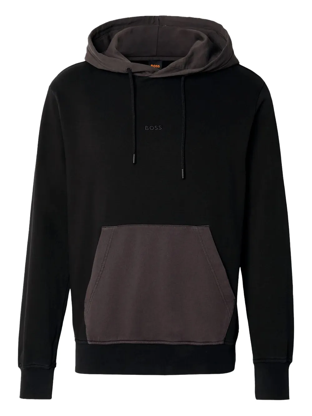 BOSS two-tone kangaroo-pocket hoodie Zwart