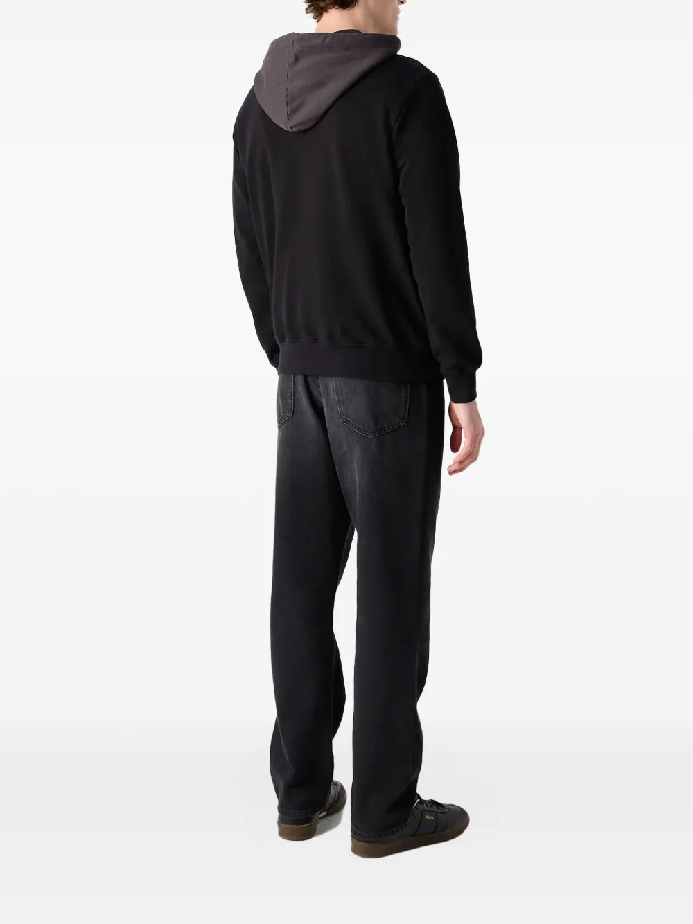 BOSS two-tone kangaroo-pocket hoodie Zwart