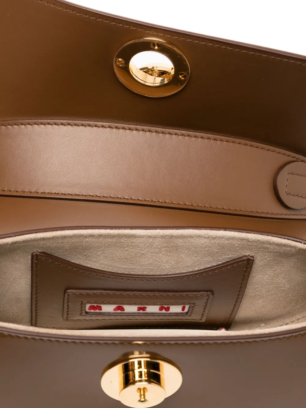 Marni Leren clutch Bruin