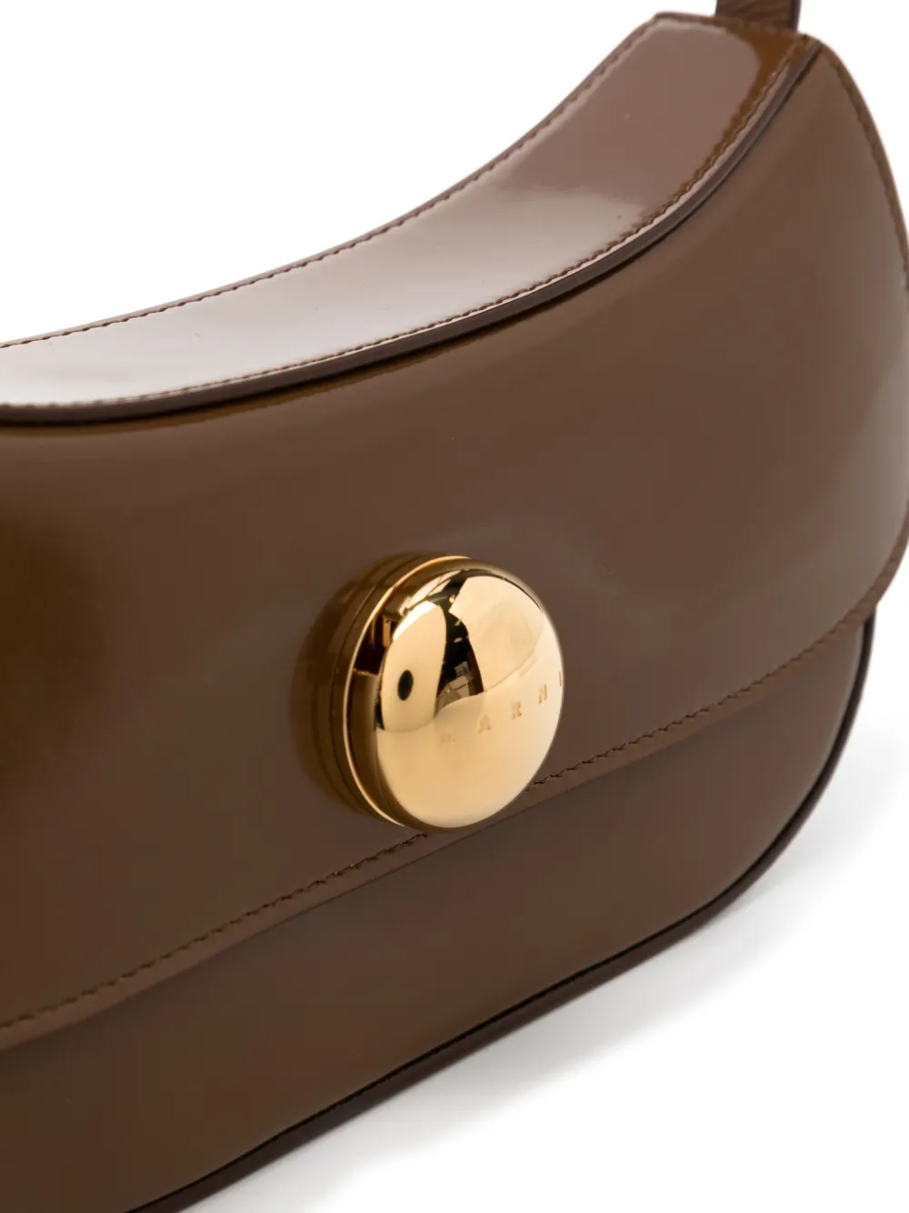 Marni Leren clutch Bruin