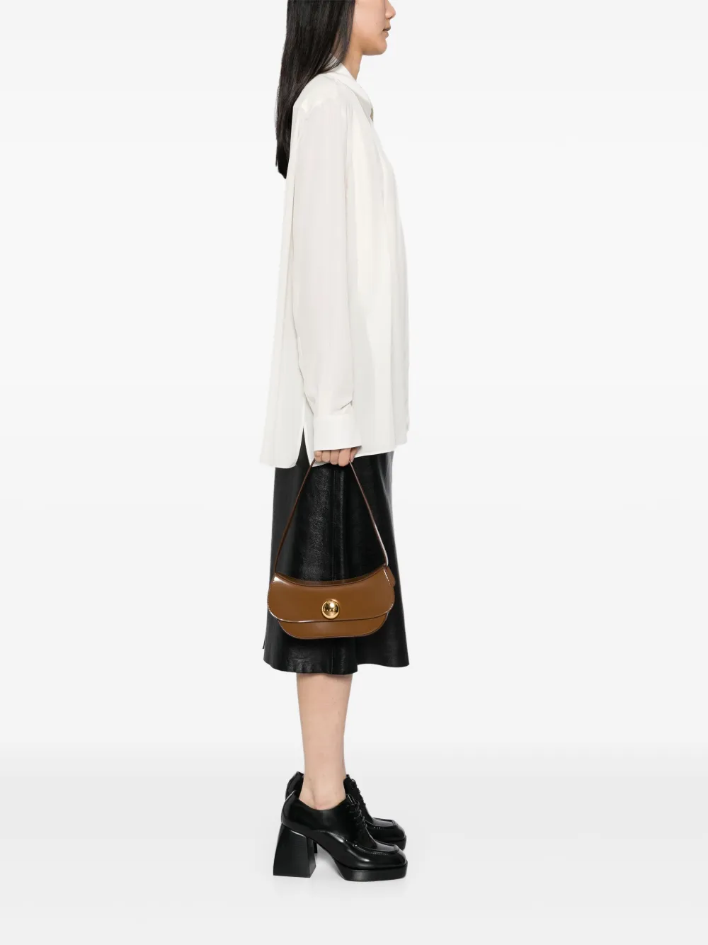 Marni Leren clutch - Bruin