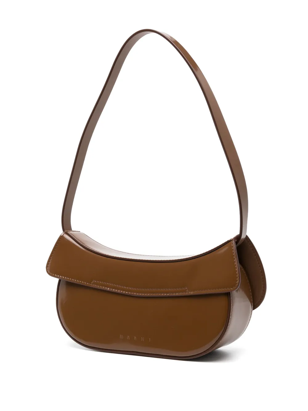 Marni Leren clutch Bruin