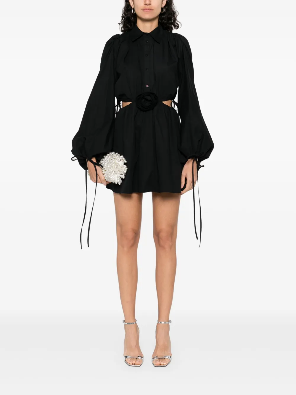 Blumarine floral-appliqué mini dress - Zwart