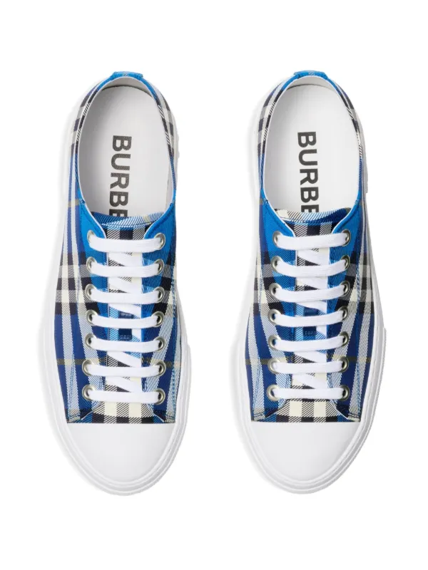 Burberry Checked Sneakers | Blue | FARFETCH CA