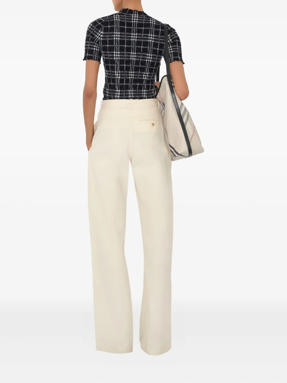 Burberry Gabardine broek met ceintuur Beige