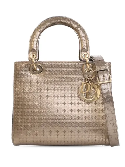 Christian Dior Pre-Owned 2016 Medium Metallic Patent Microcannage Lady Dior satchel