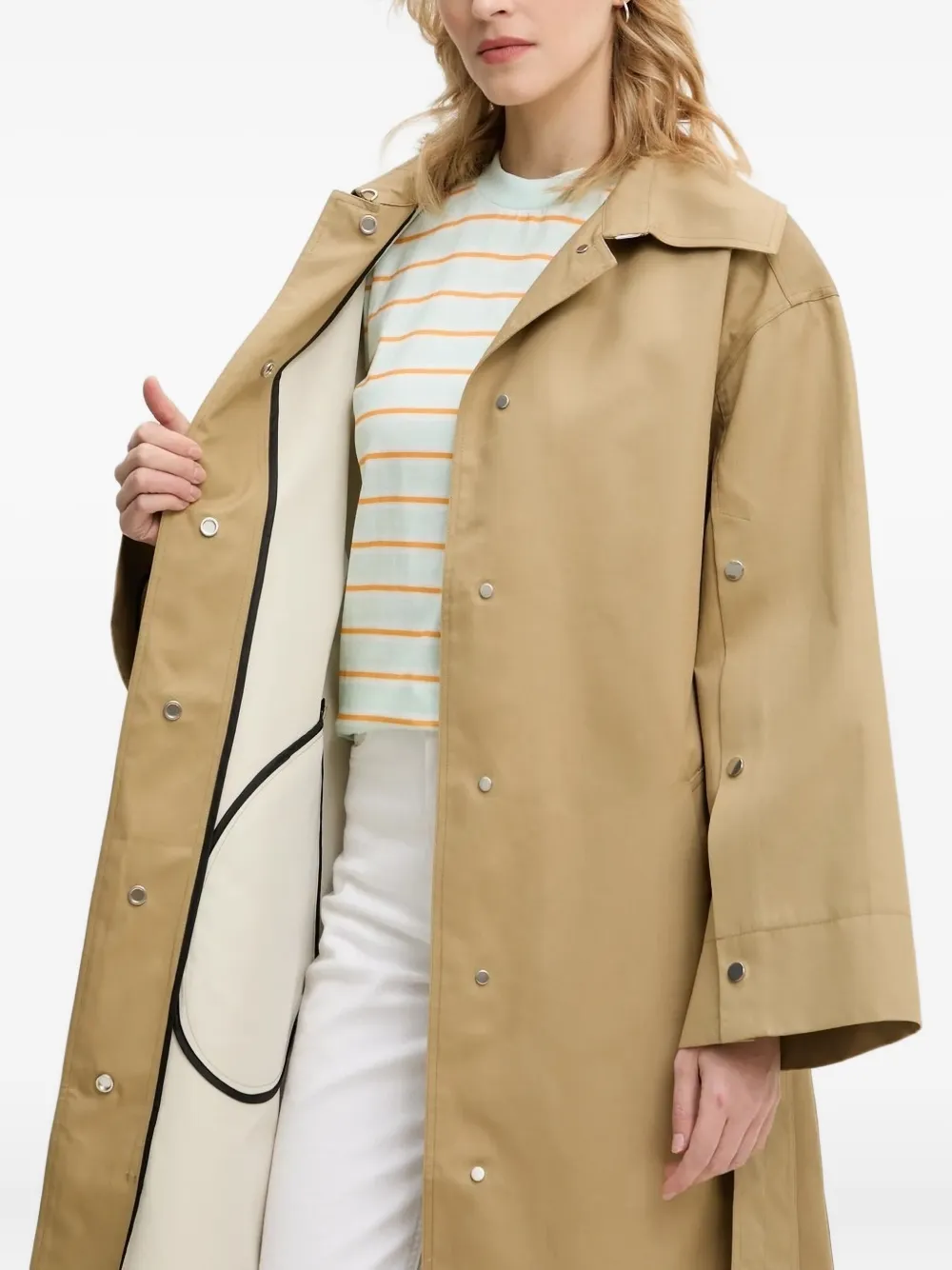 Day Birger Et Mikkelsen Jas met knoopmanchetten en ceintuur Beige