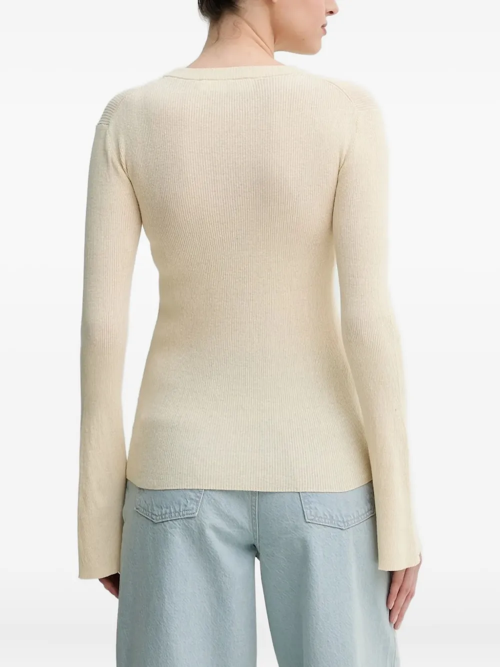 Day Birger Et Mikkelsen Geribbelde trui met klokmouwen Beige