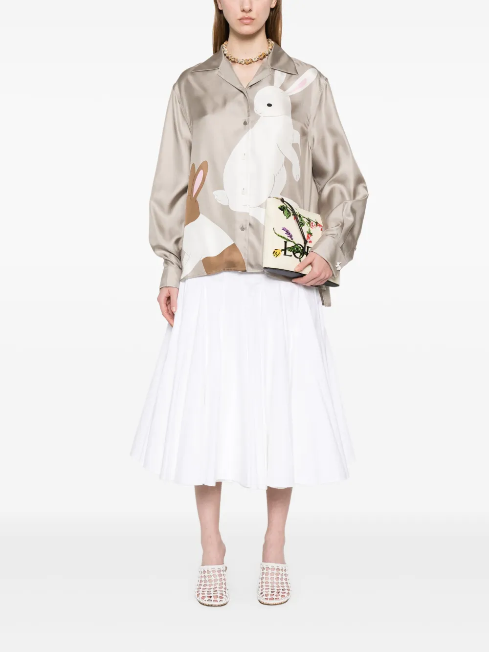 LOEWE x Suna Fujita zijden blouse - Grijs