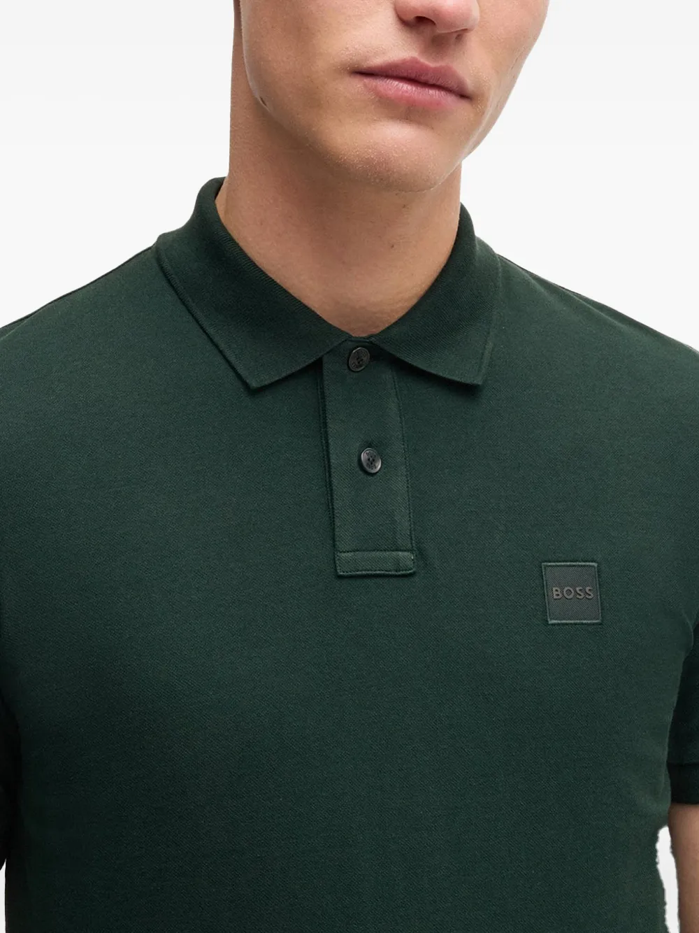 BOSS logo-patch polo shirt Groen