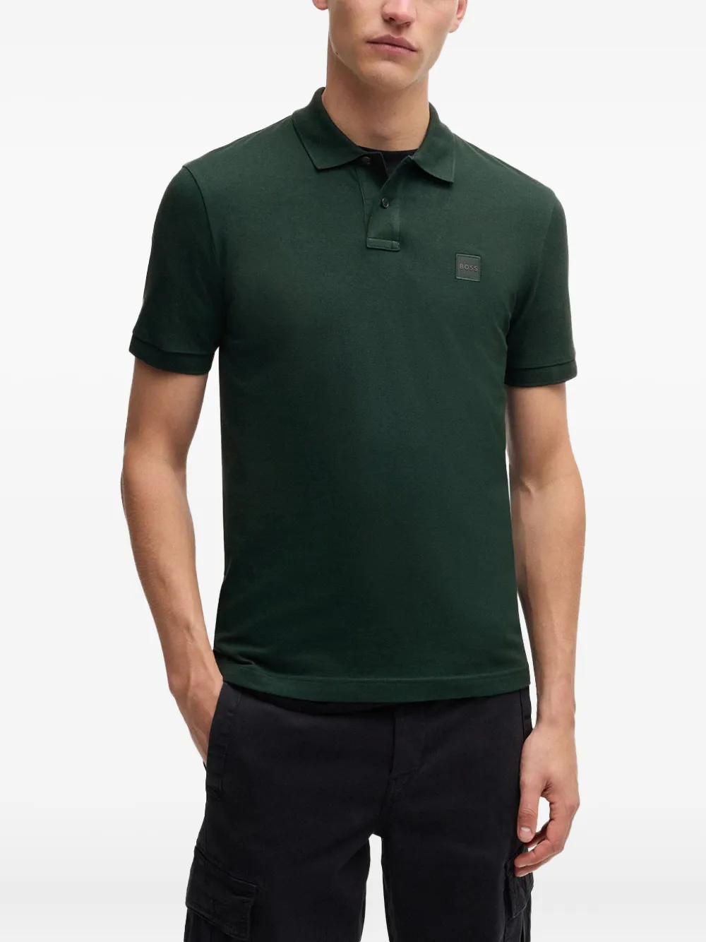 BOSS logo-patch polo shirt - Groen