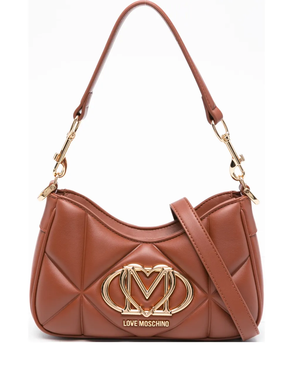Love Moschino quilted logo-plaque shoulder bag | Brown | Image 1
