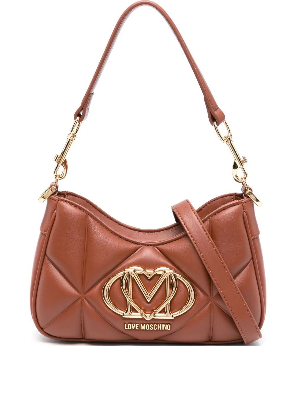 Love Moschino Schoudertas met logoplakkaat Bruin