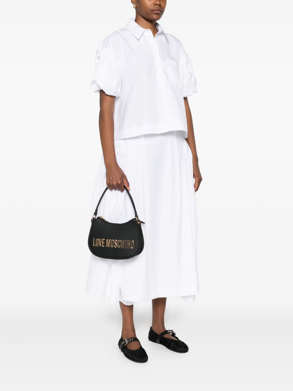 Love Moschino Schoudertas met logoplakkaat Zwart