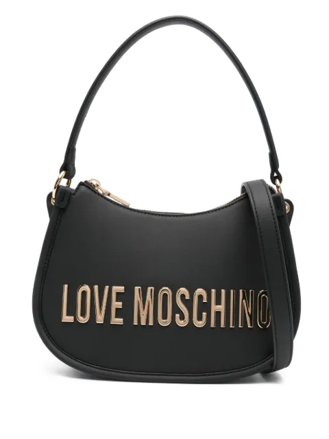 Love Moschino logo-plaque curved shoulder bag