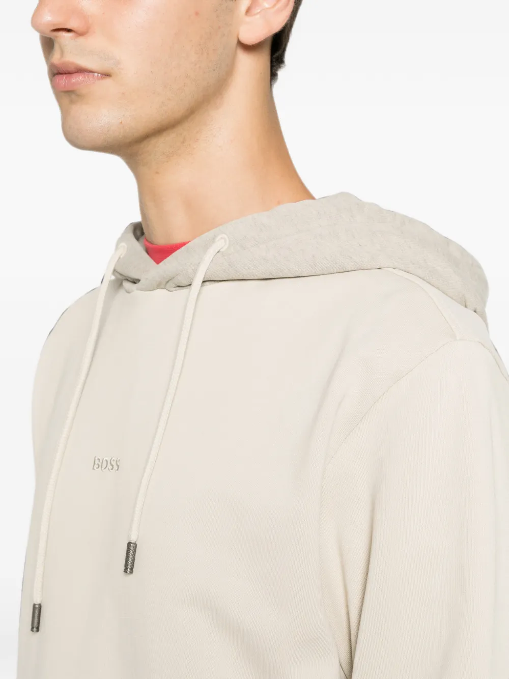 BOSS Hoodie met geborduurd logo Beige