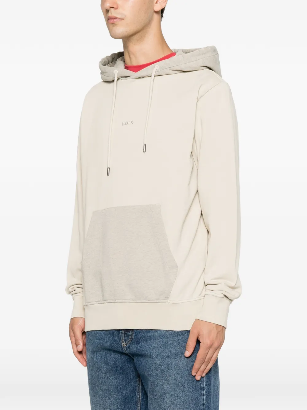 BOSS Hoodie met geborduurd logo Beige