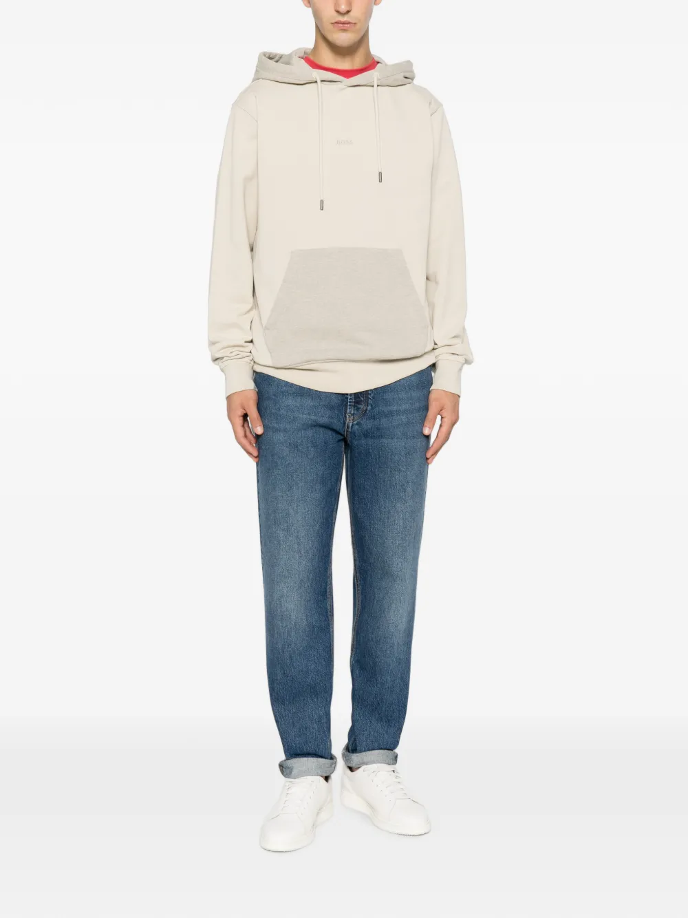 BOSS Hoodie met geborduurd logo Beige