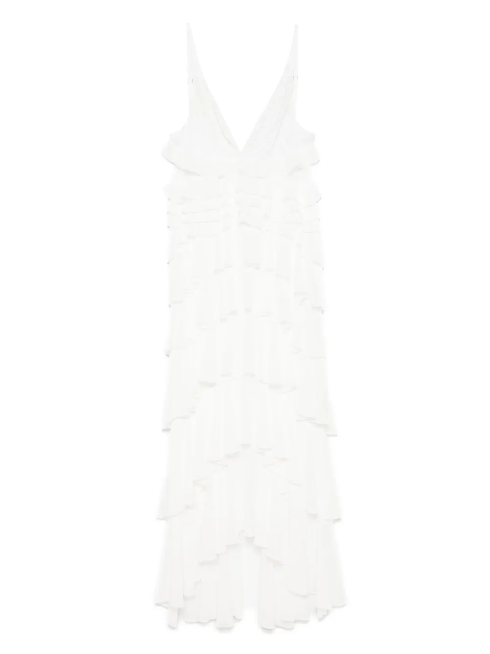 Elisabetta Franchi Georgette maxi-jurk met ruches Wit