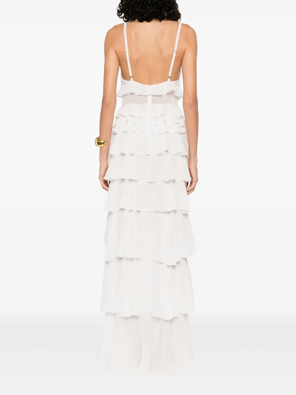 Shop Elisabetta Franchi Georgette Ruffled Maxi Dress