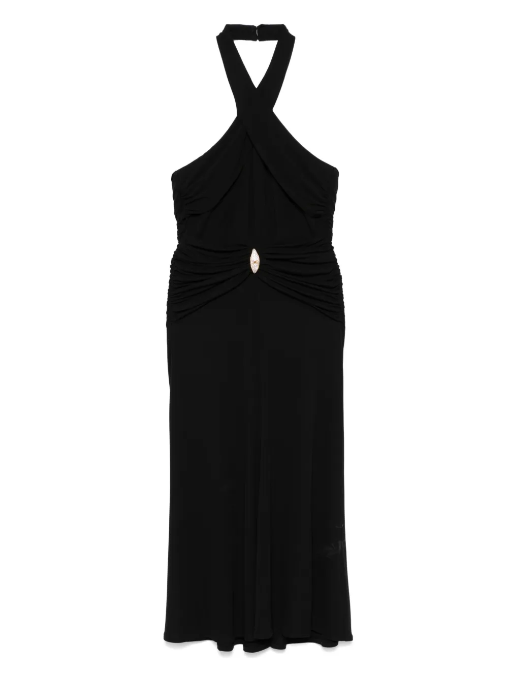 Elisabetta Franchi Midi-jurk met logoplakkaat Zwart