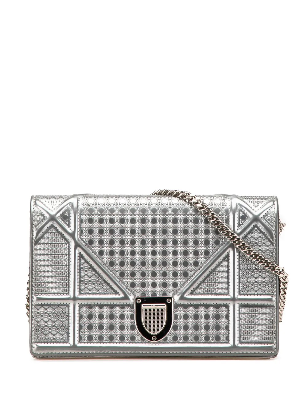 Christian Dior Pre-Owned 2017 メタリック パテント マイクロカナージュ ディオラマ ウォレットオンチェーン Christian Dior Pre-Owned 2017 メタリック パテント マイクロカナージュ ディオラマ ウォレットオンチェーン
