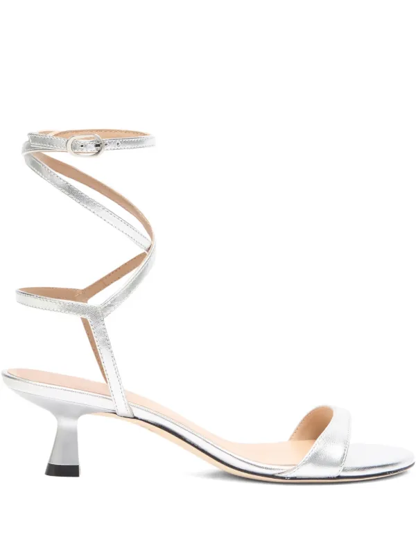 Stuart Weitzman Wrap Ankle-strap Sandals in Silver