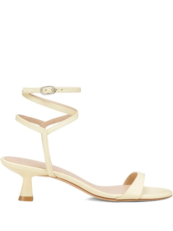 Stuart Weitzman Round-toe Leather Heeled Sandals in Neutrals