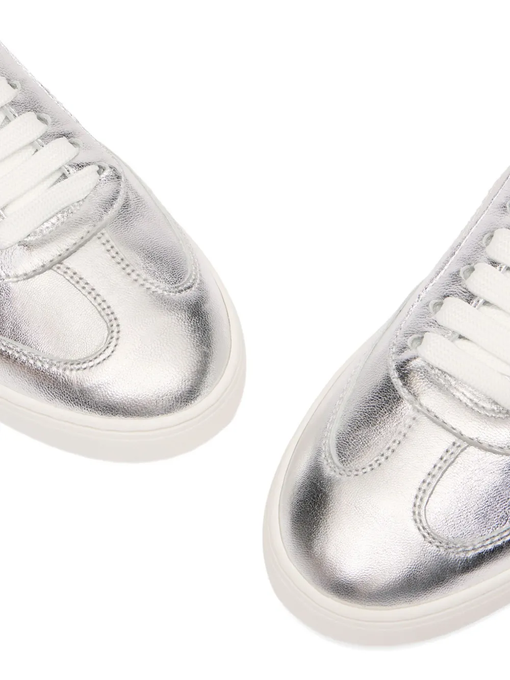 Stuart Weitzman Runaround leren low-top sneakers Zilver