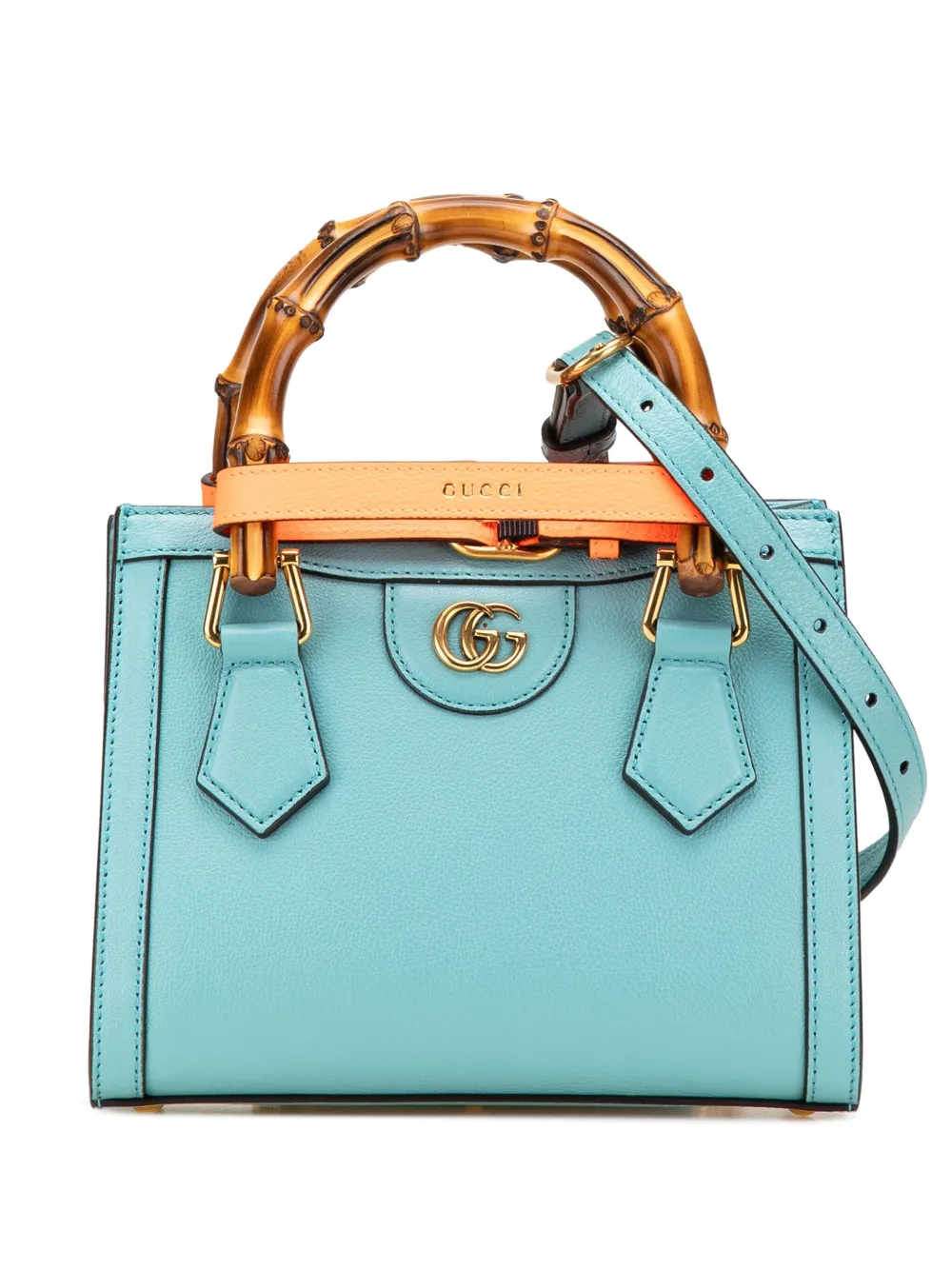 Gucci Pre-Owned 2016-present Mini Leather Bamboo Diana satchel - BLUE