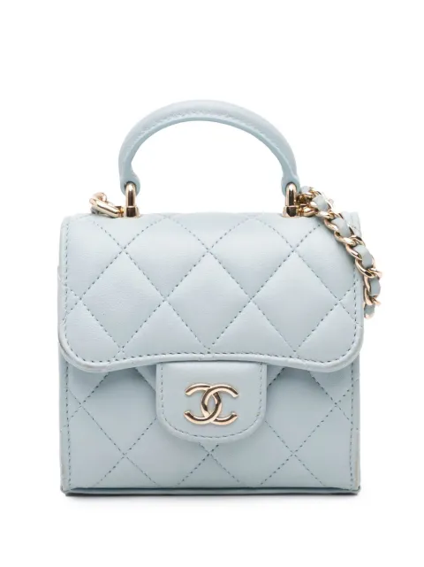 CHANEL Pre-Owned bolsa satchel Clutch On Chain mini de piel de cordero con asa superior 2021
