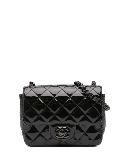 CHANEL Pre-Owned 2021-2024 Mini Square Classic Patent So Black Single Flap crossbody bag