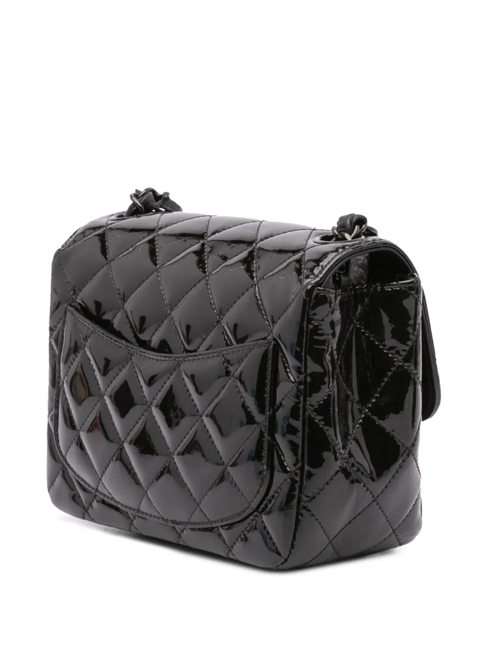 CHANEL Pre-Owned 2021-2024 Mini Square Classic Patent So Black Single Flap crossbody bag | Pre-Owned | Image 2