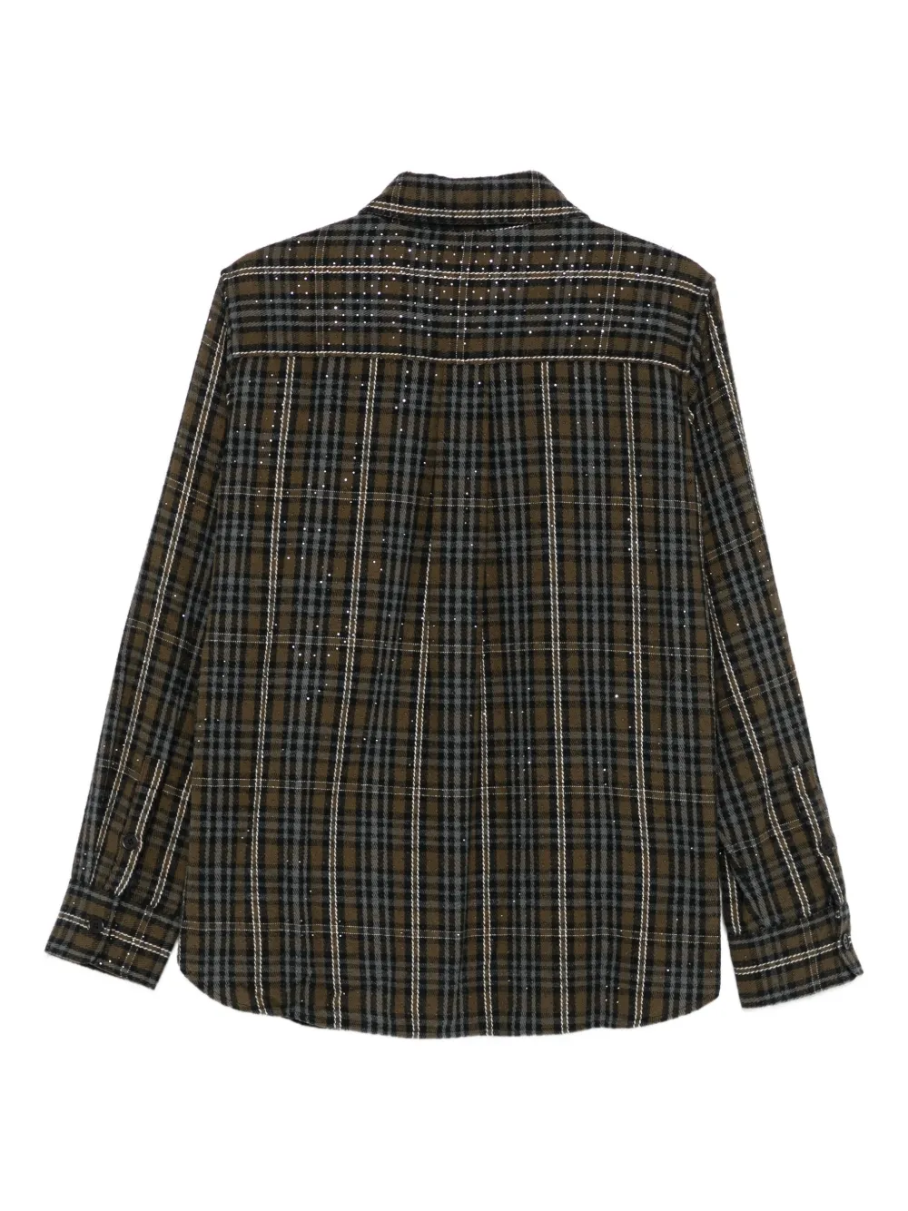 P.A.R.O.S.H. checked sequin-embellished shirt - Groen