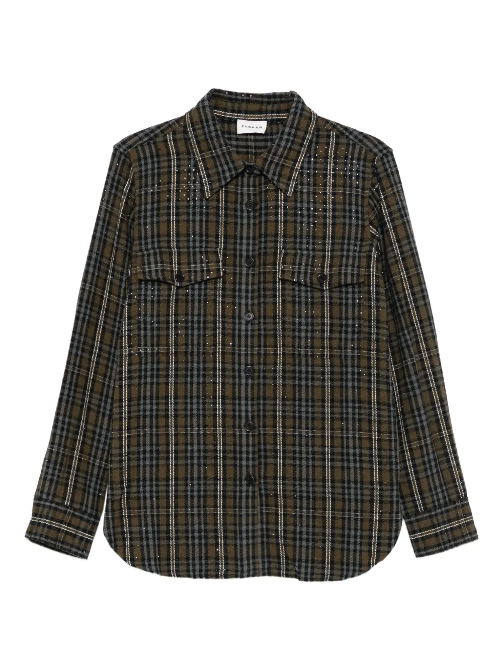 P.A.R.O.S.H. checked sequin-embellished shirt Groen