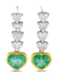 LB Exclusive pre-owned 18K yellow gold diamond and emerald earrings