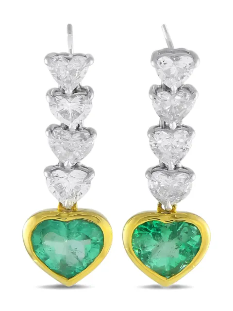 LB Exclusive aretes en oro amarillo de 18kt con diamante y esmeralda de archivo 