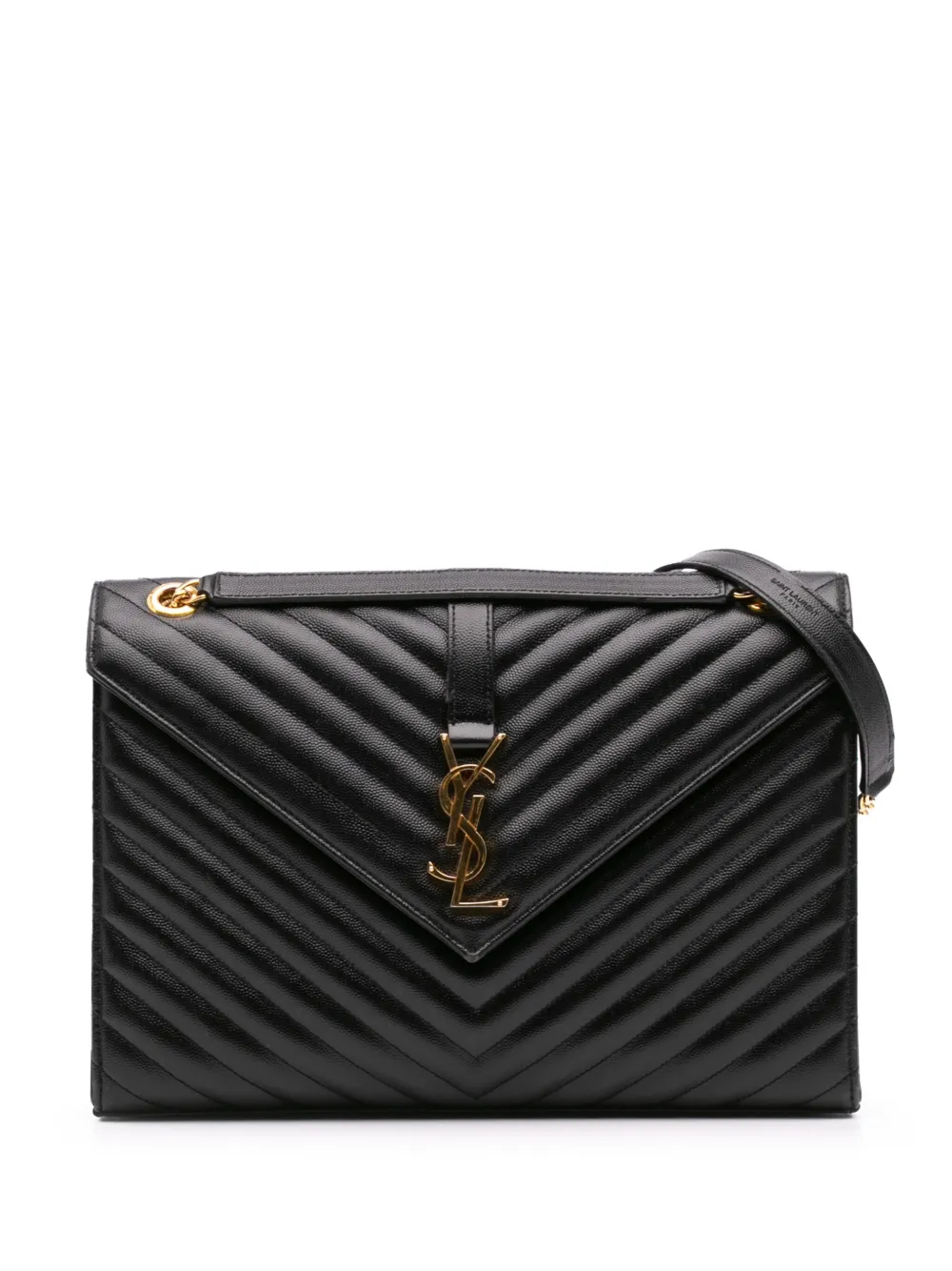 Saint Laurent Pre-Owned 2019 Large Grain de Poudre Monogram Chevron Envelope Bag shoulder bag | Black | Image 1