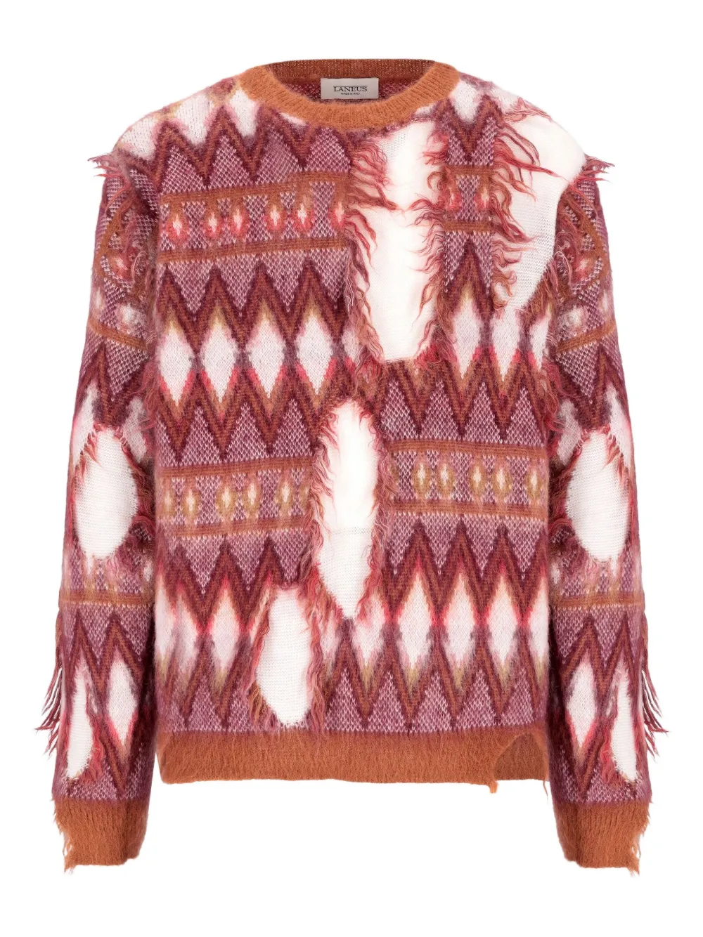 Laneus frayed geometric-pattern sweater | Red | Image 1