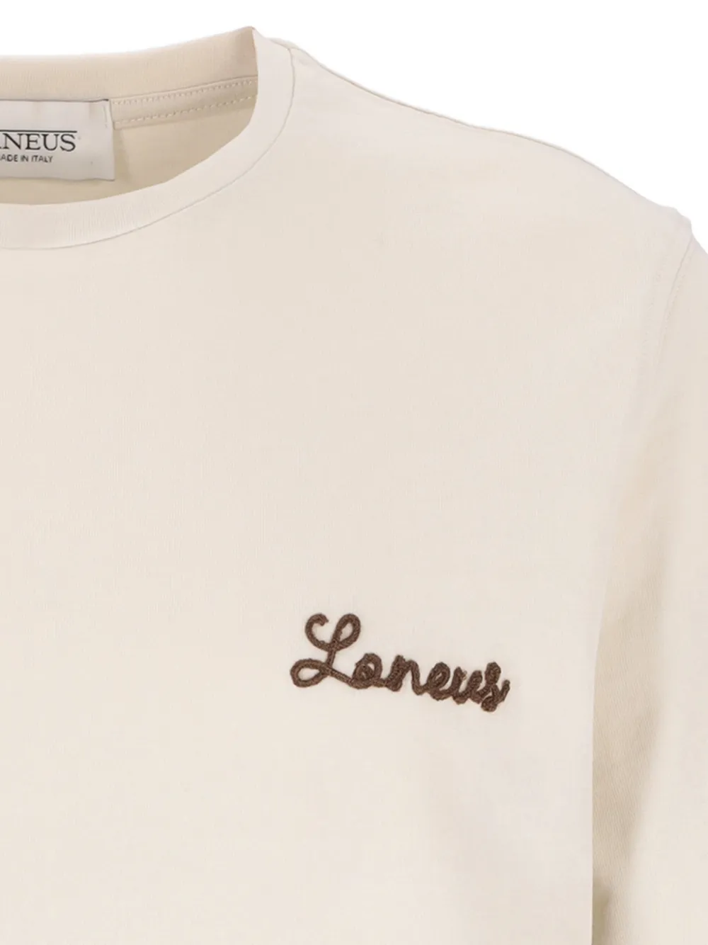 Laneus T-shirt met geborduurd logo Beige