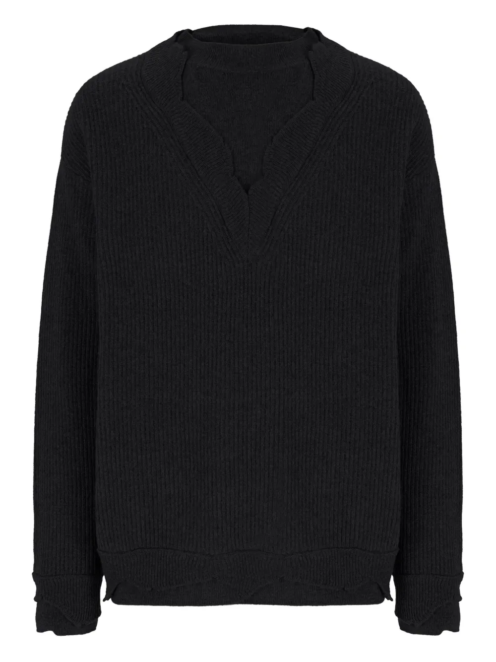 Laneus ribbed V-neck sweater | Black | Image 1