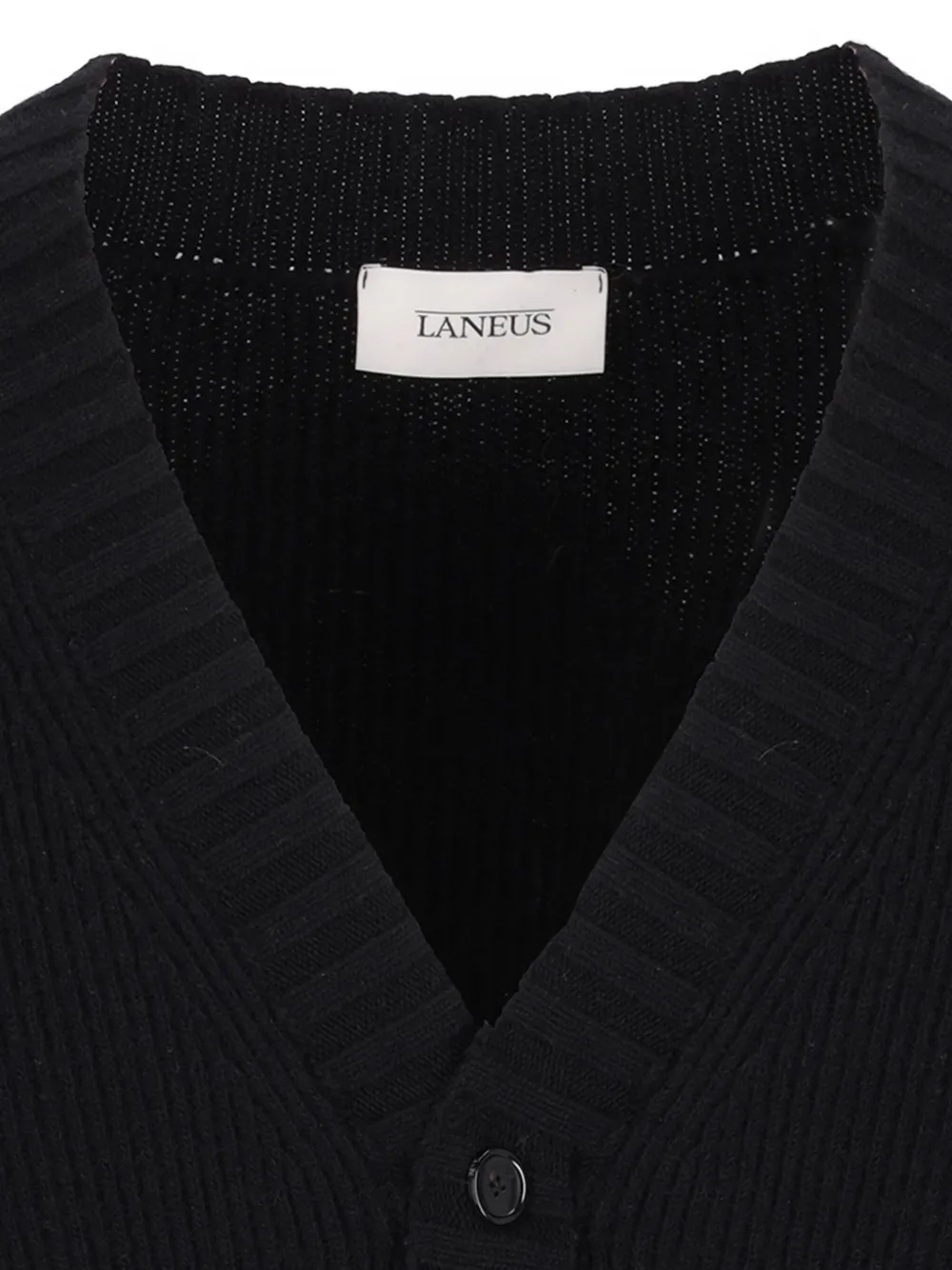 Laneus Ribbed V-neck Cardigan In Black
