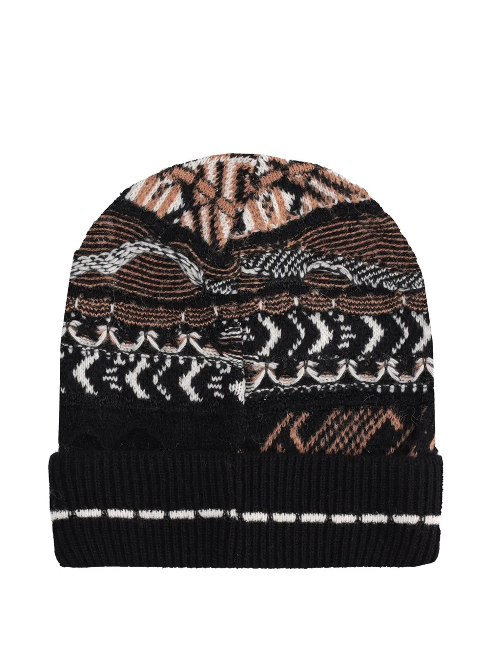 Laneus patterned knitted beanie hat | ブラック | Image 1