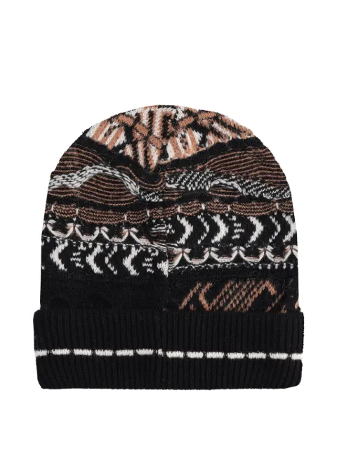 Laneus patterned knitted beanie hat